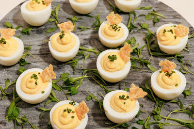 Deviled Eggs with Truffle and Parmesan Cheese
