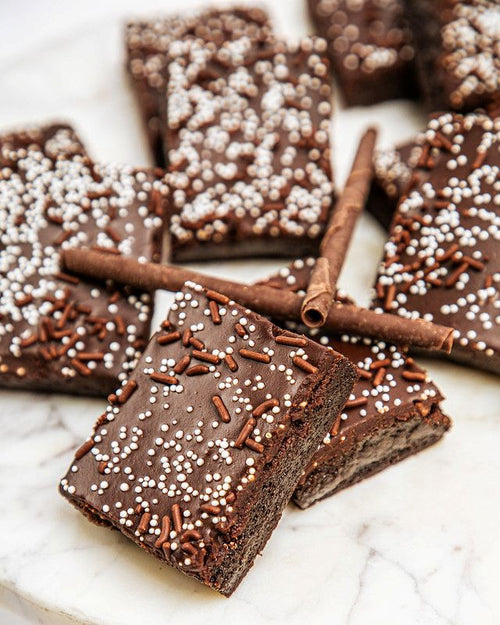 Fudgy brownies with ganache frosting