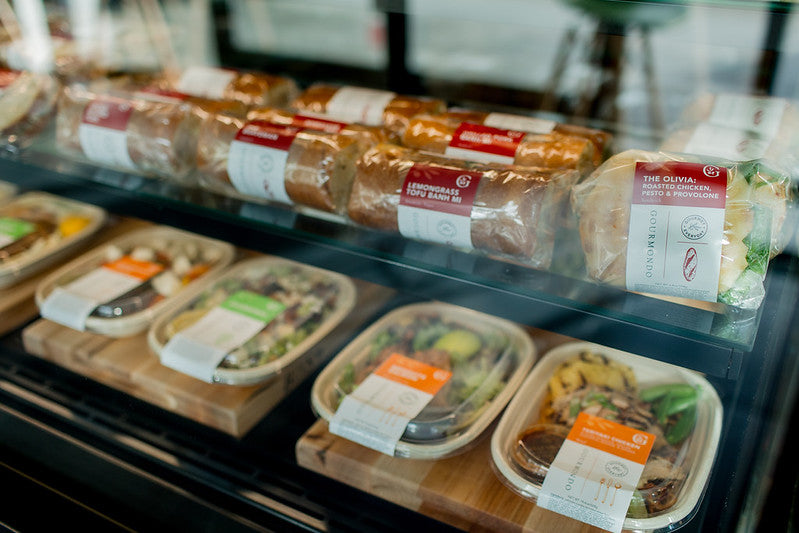 Cold case of sandwiches, salads, bowls