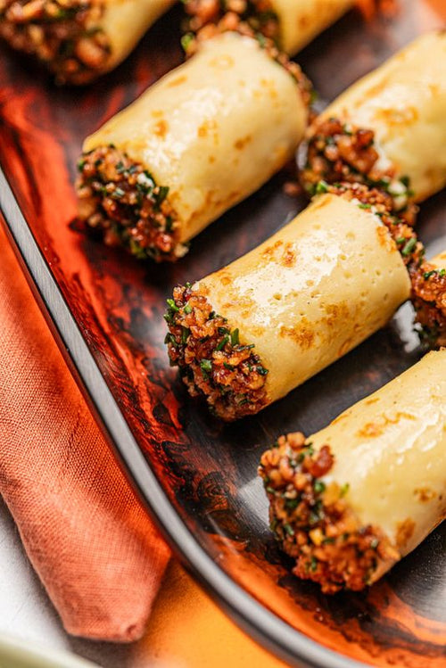 Roasted Chicken Crepe Roulade