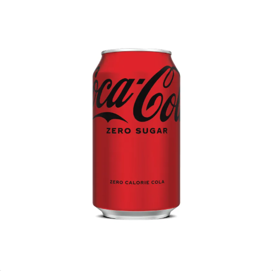 Red can of Coca-Cola Zero Sugar on a white background