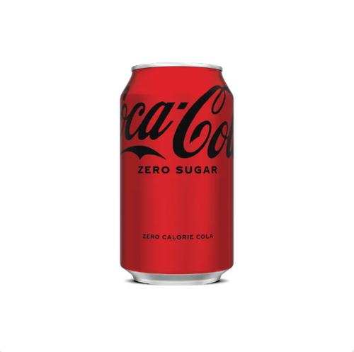 Red can of Coca-Cola Zero Sugar on a white background