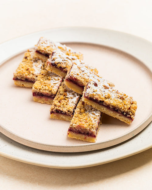 Dessert bar with marionberry and streusel