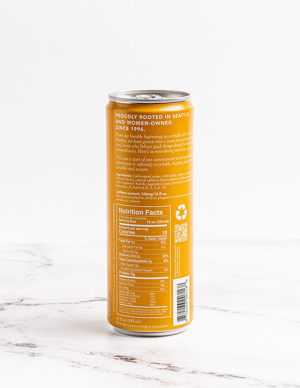 Can of Gourmondo branded sugar free plant-based energy drink