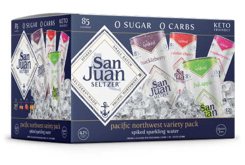 Case of assorted San Juan Selter hard seltzer cans