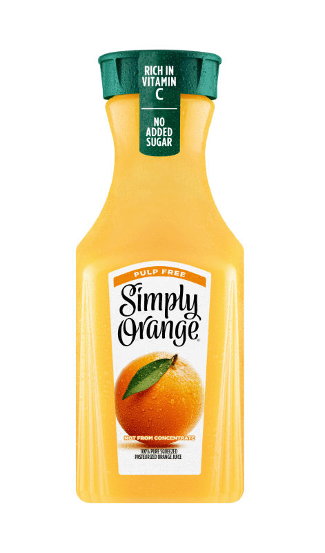 Bottle of orange juice from the brand Simply Orange