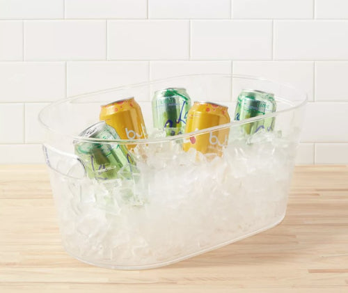 Bin filled witn ice and various beverage cans