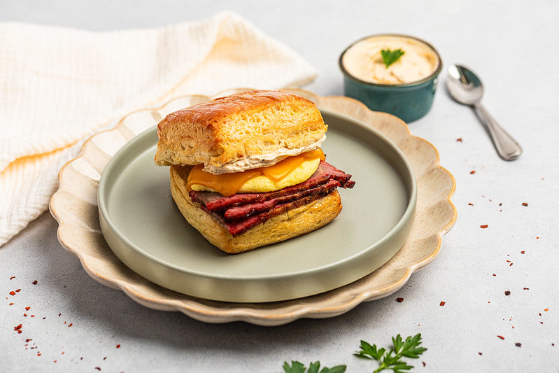 Smoked Brisket, Cheddar & Egg Sandwich