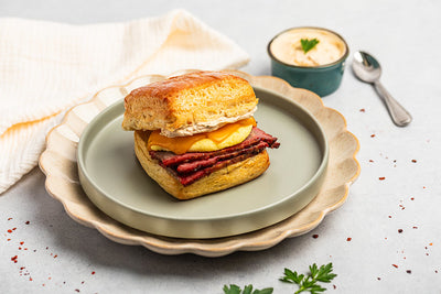 Smoked Brisket, Cheddar & Egg Sandwich